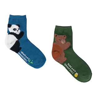 Chaussettes à motif «Panda et ours», 2 paires