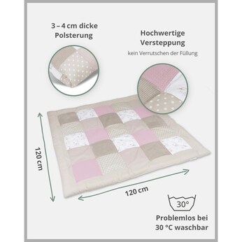 Krabbeldecke & Laufgittereinlage 120x120 cm  Waffelpiqué/Cord
