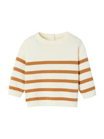 Gestreifter Baby Strickpullover aus Bio-Baumwolle