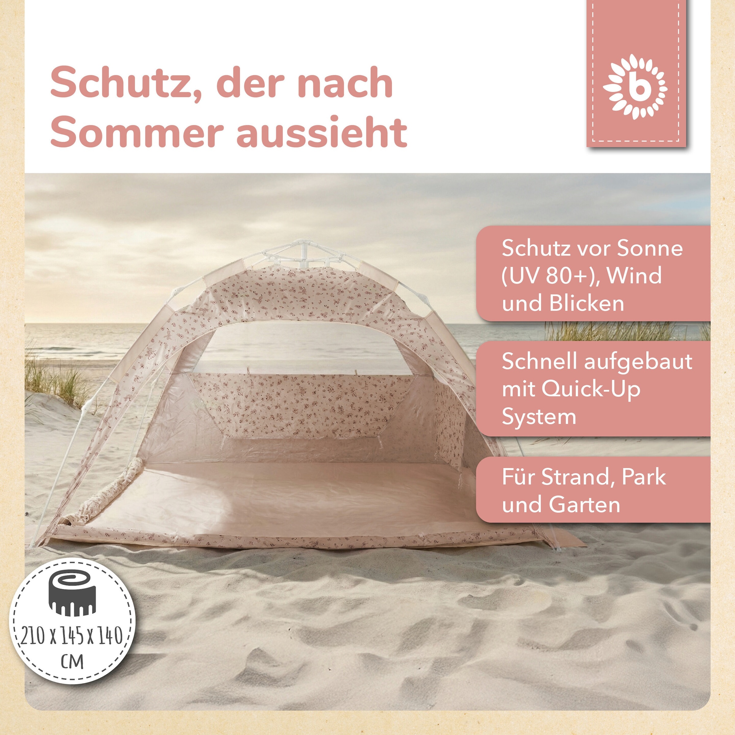Bieco Pop-Up Strandmuschel XXL (UV 80+)