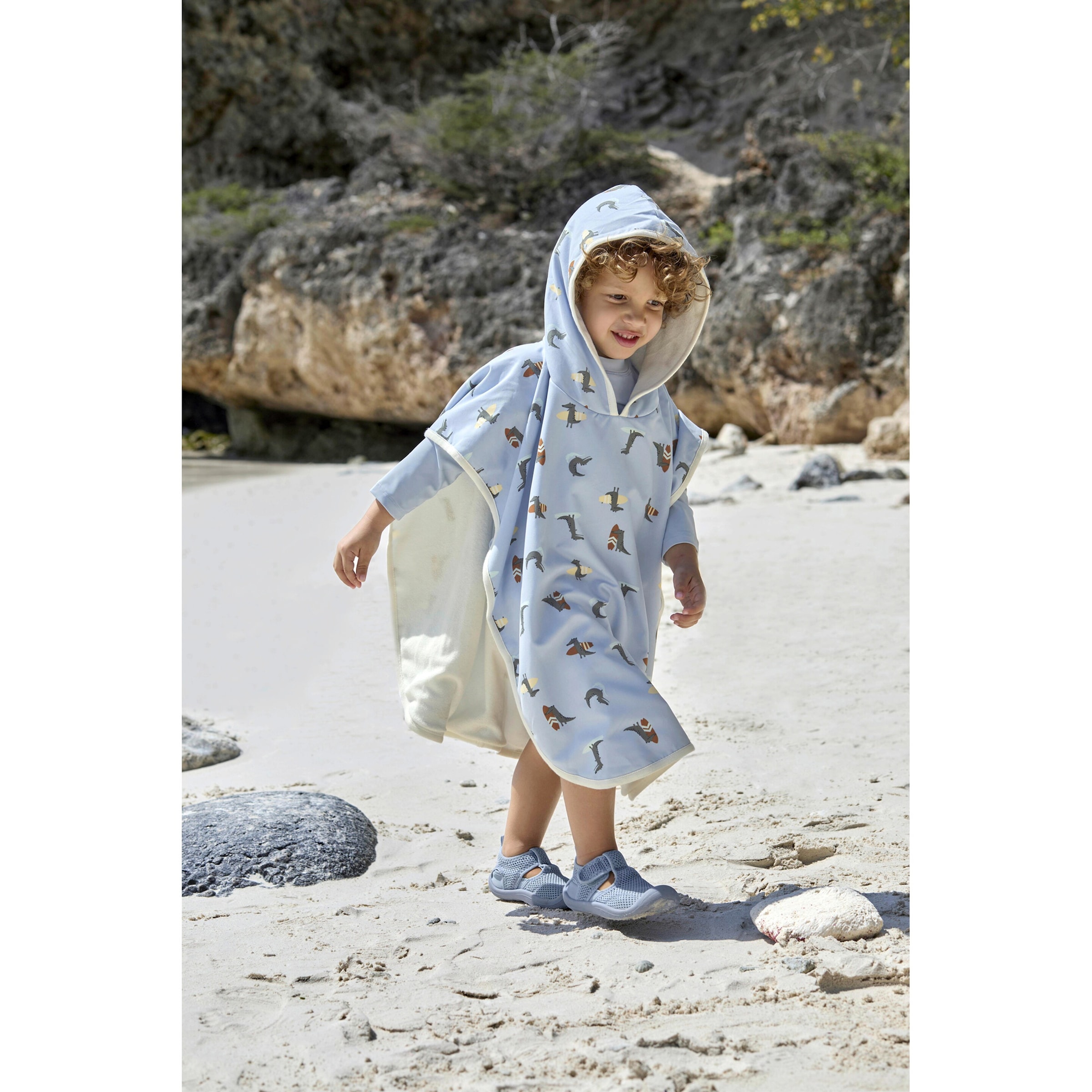 Wende-Badeponcho mit UV-Schutz und Kapuze Krokodile