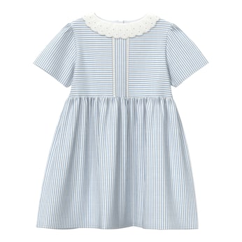 Robe en toile avec col rayures