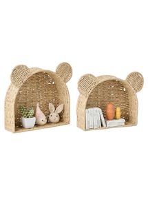 2er-Set Deko-Wandregale BÄR aus Papierkordel Kinderzimmer