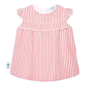 Robe rayée manches volantées Seersucker