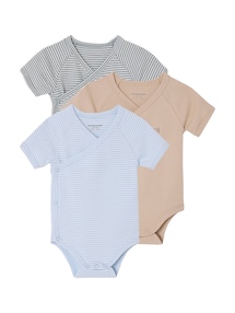 Bio-Kollektion: 3er-Pack Baby Kurzarm-Bodys in Wickelform PETIT COEUR