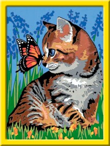 Katze mit Schmetterling
