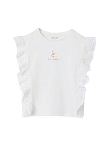 Mädchen T-Shirt mit Lochstickerei-Volants
