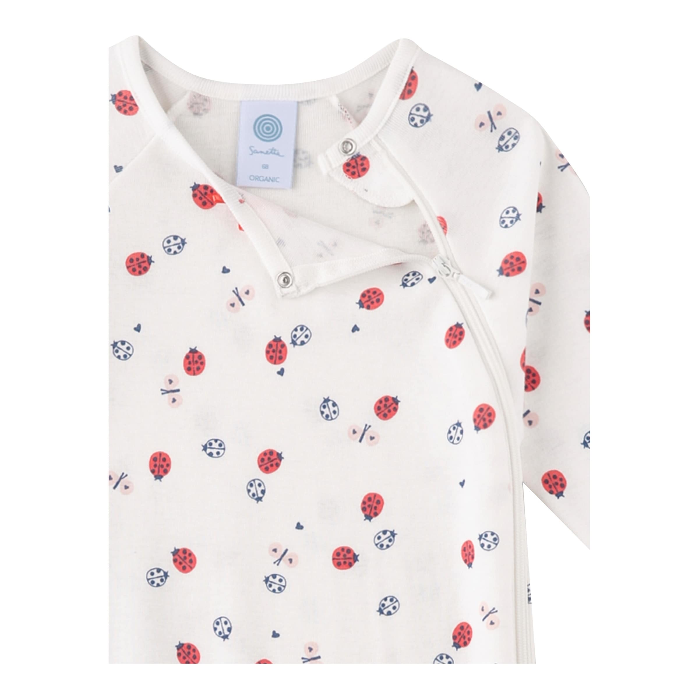 Schlafoverall mit Klappfuß Marienkäfer