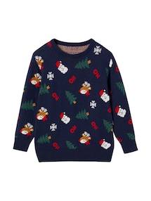 Jungen Weihnachtspullover mit lustigem Jacquardmuster