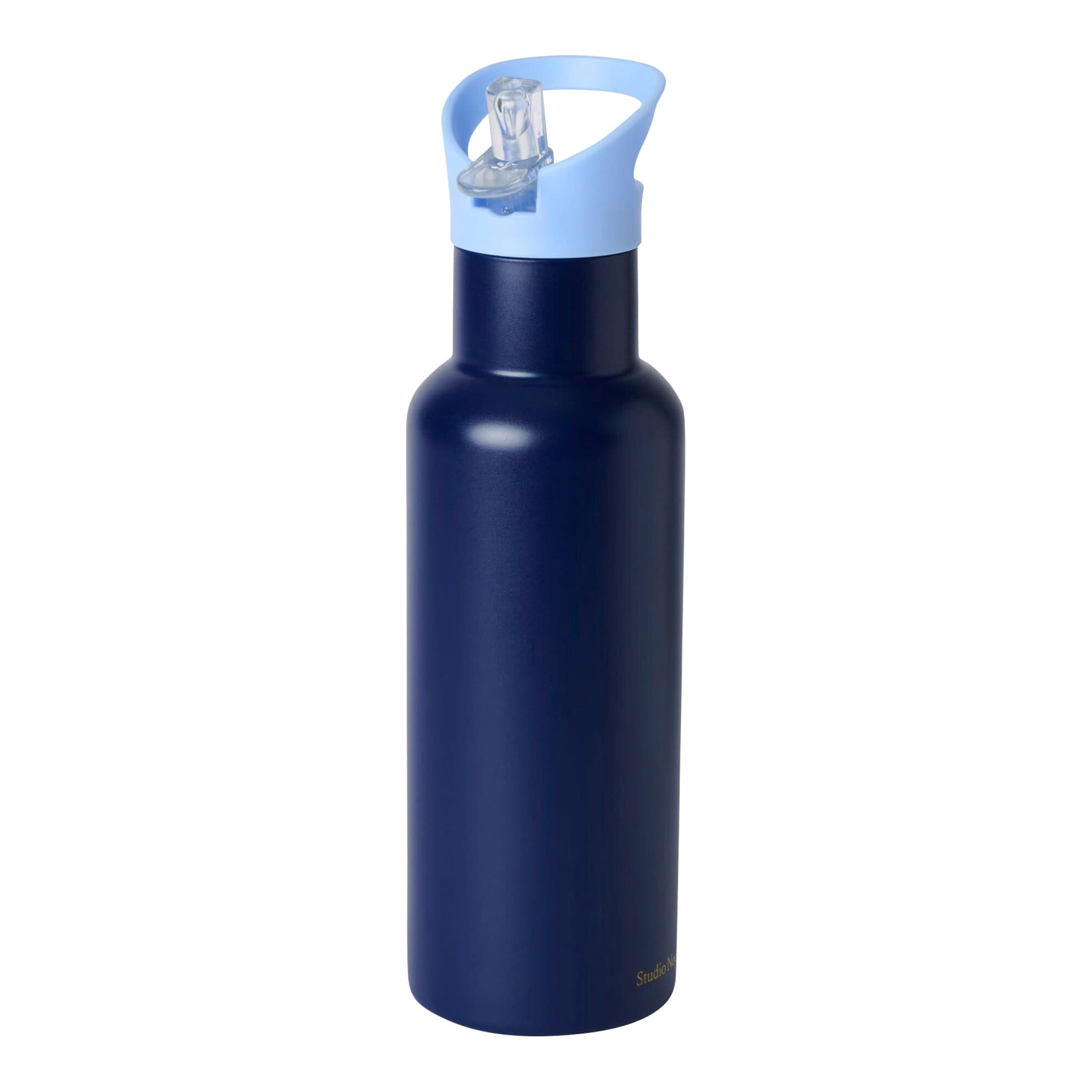 Studio Noos Edelstahl-Trinkflasche mit Strohhalm, 500ml