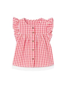 Baby Bluse aus kariertem Seersucker mit Volantärmeln