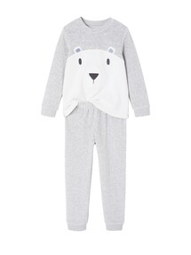 Jungen Samt-Schlafanzug mit Bär und Recycling-Polyester