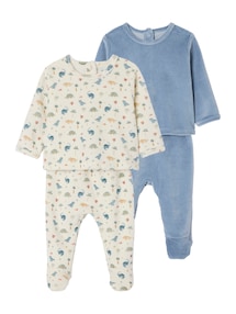 Bio-Kollektion: 2er-Pack Baby Schlafanzüge aus Cord & Samt