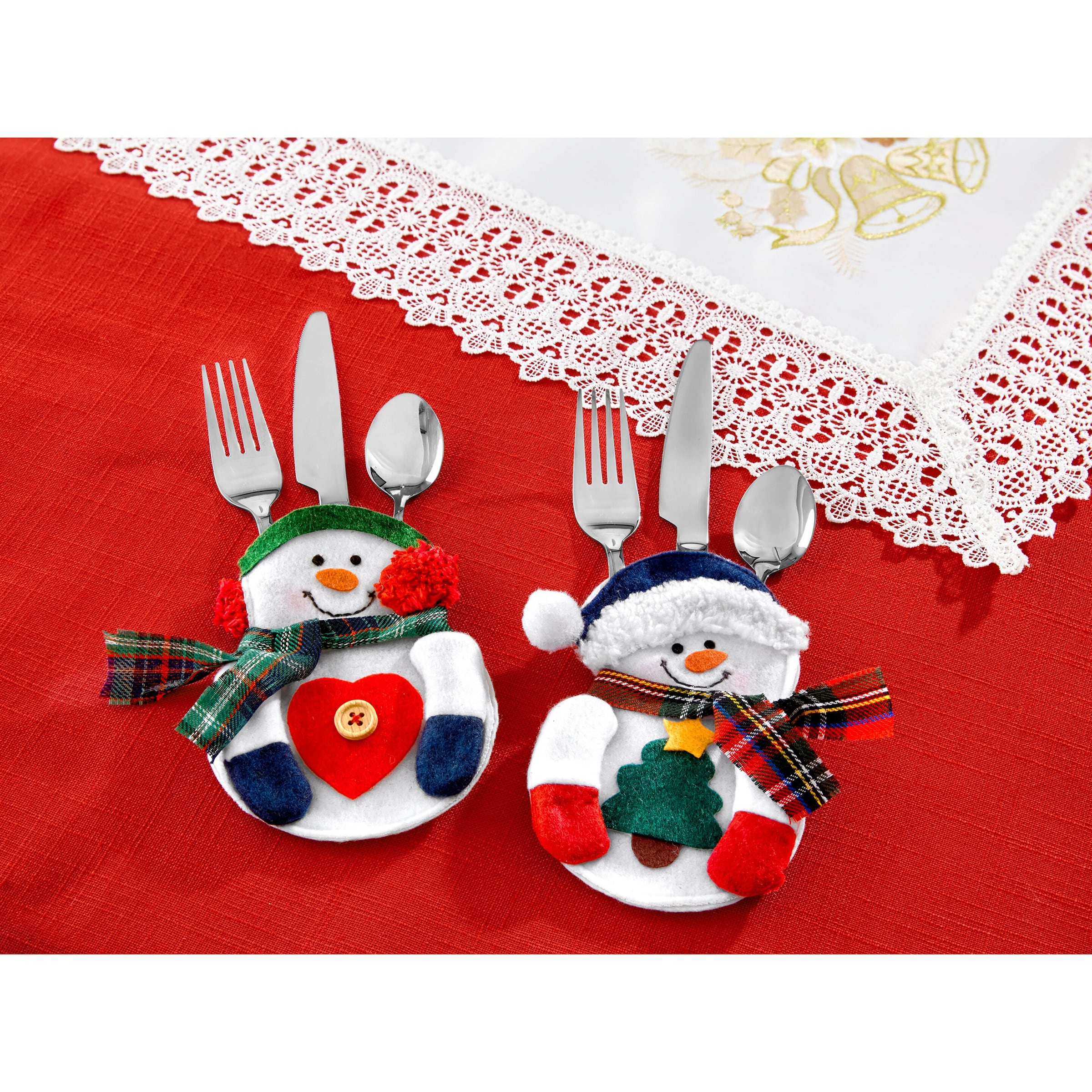Image of Bestecktaschen "Schneemann", 2 Stück