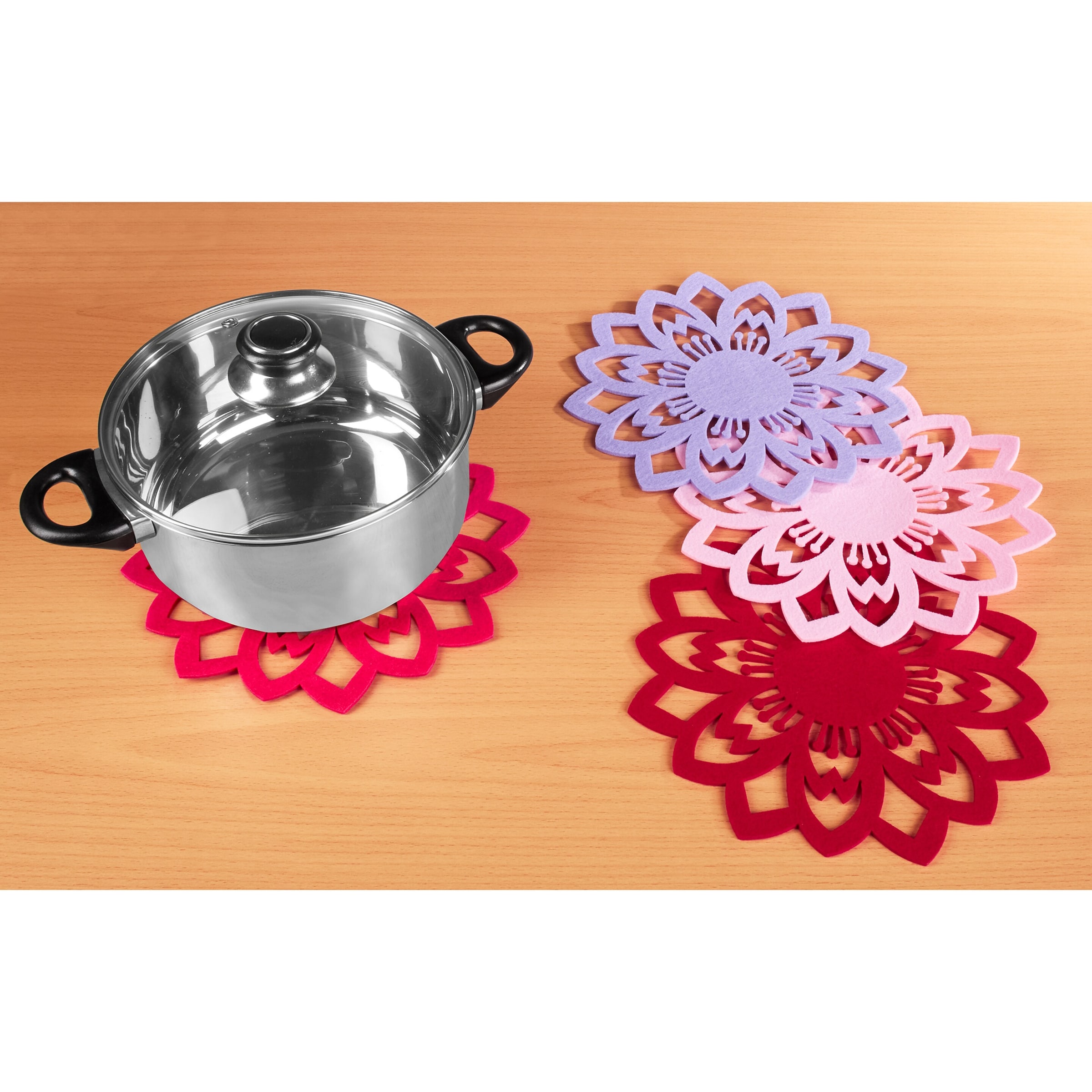 Pfannenschoner, Untersetzer Filzblüten "Fleur", 4 Stück