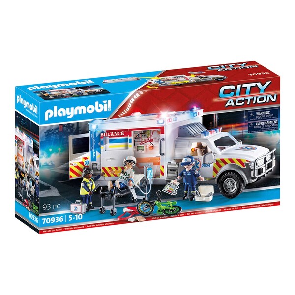 Playmobil® - CITY ACTION - 70936 : Ambulance avec secouristes et blessé