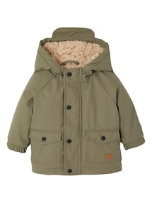 Baby Regenjacke mit Kapuze und Teddyfleece-Futter