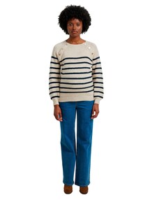 Umstands-Pullover im Matrosenlook mit Stillöffnung an der Schulter