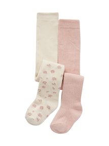 2er-Pack Mädchen Baby Strumpfhosen Blumen & Ripp