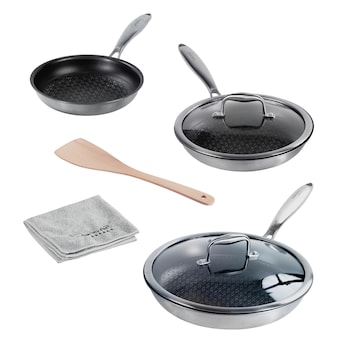 SILVERSTAR Edelstahl Pfannen-Set 7-teilig 20/24/28 | mit Deckeln