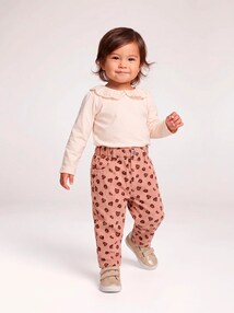 Baby Cordhose mit Leo-Print, Dehnbund
