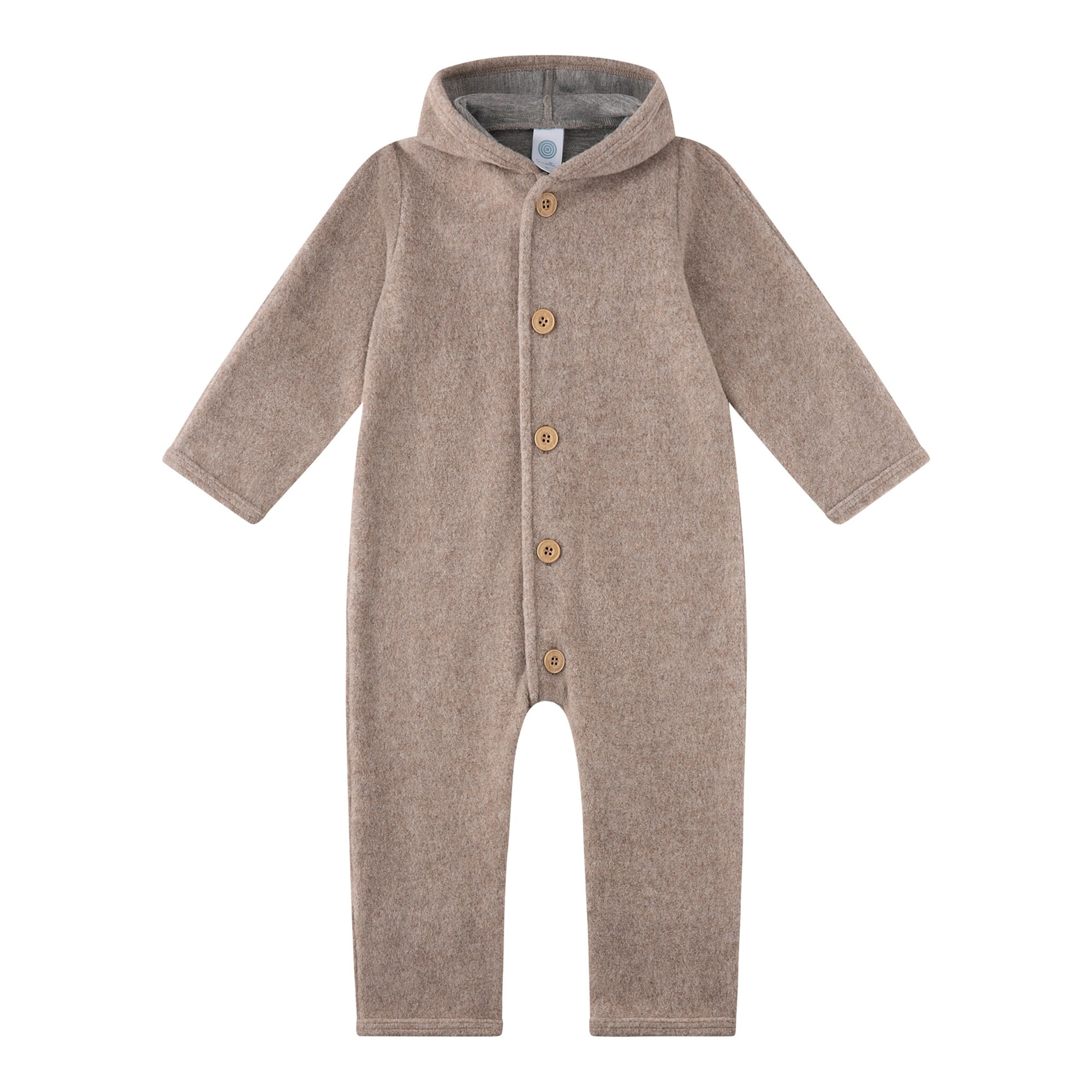 Sanetta Wollfleece-Overall mit Kapuze und Klappbündchen