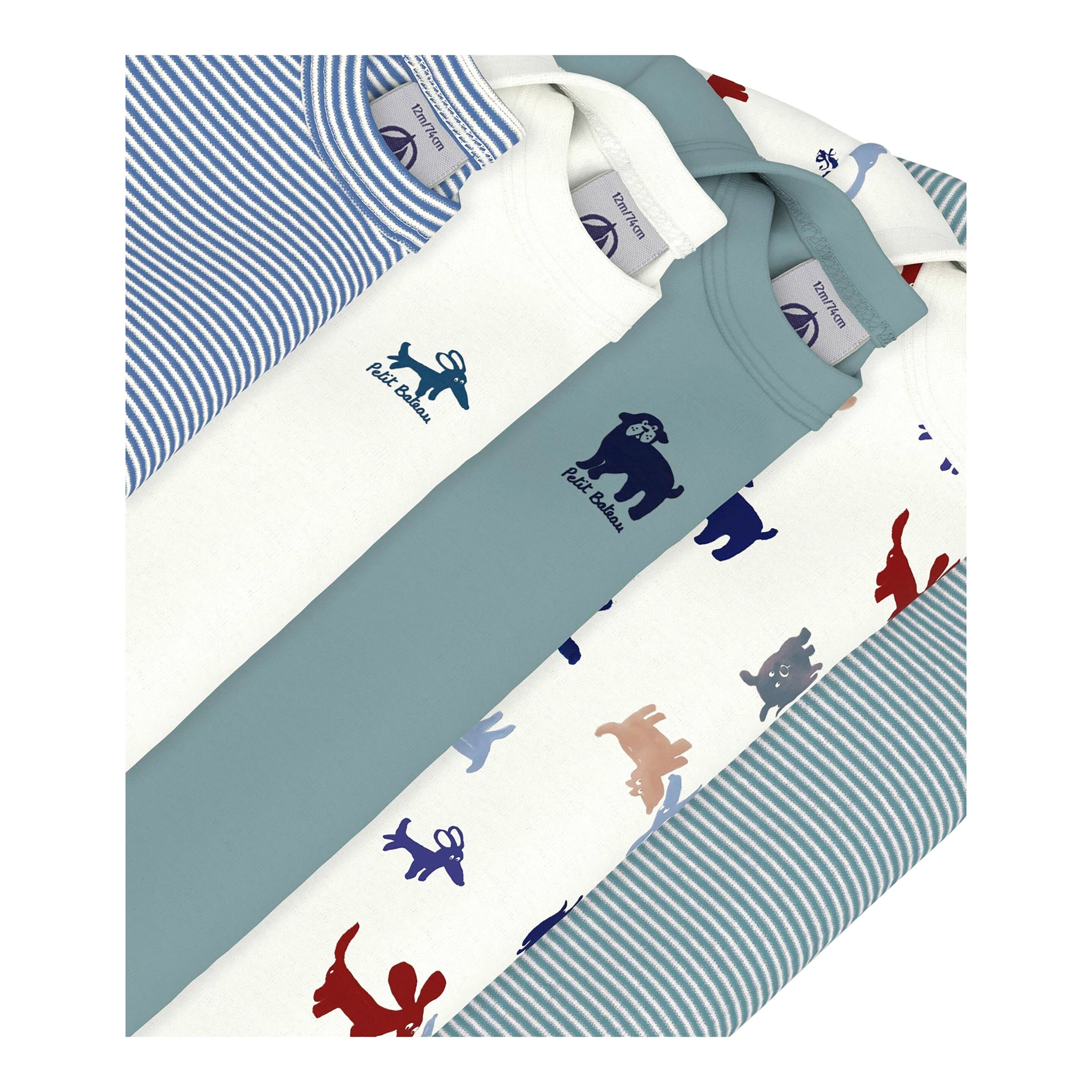 5er-Pack Bodys langarm Ringel Hunde