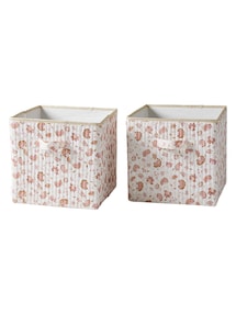 2er-Pack Kinderzimmer Aufbewahrungsboxen FOLKLORE BLUMEN