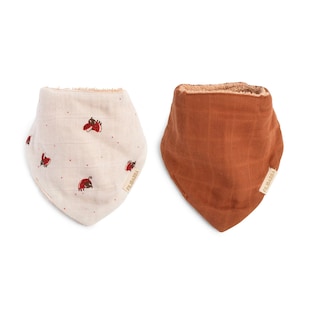 Bandana-Lätzchen 2er-Pack GOTS - Lucky + Amber Brown