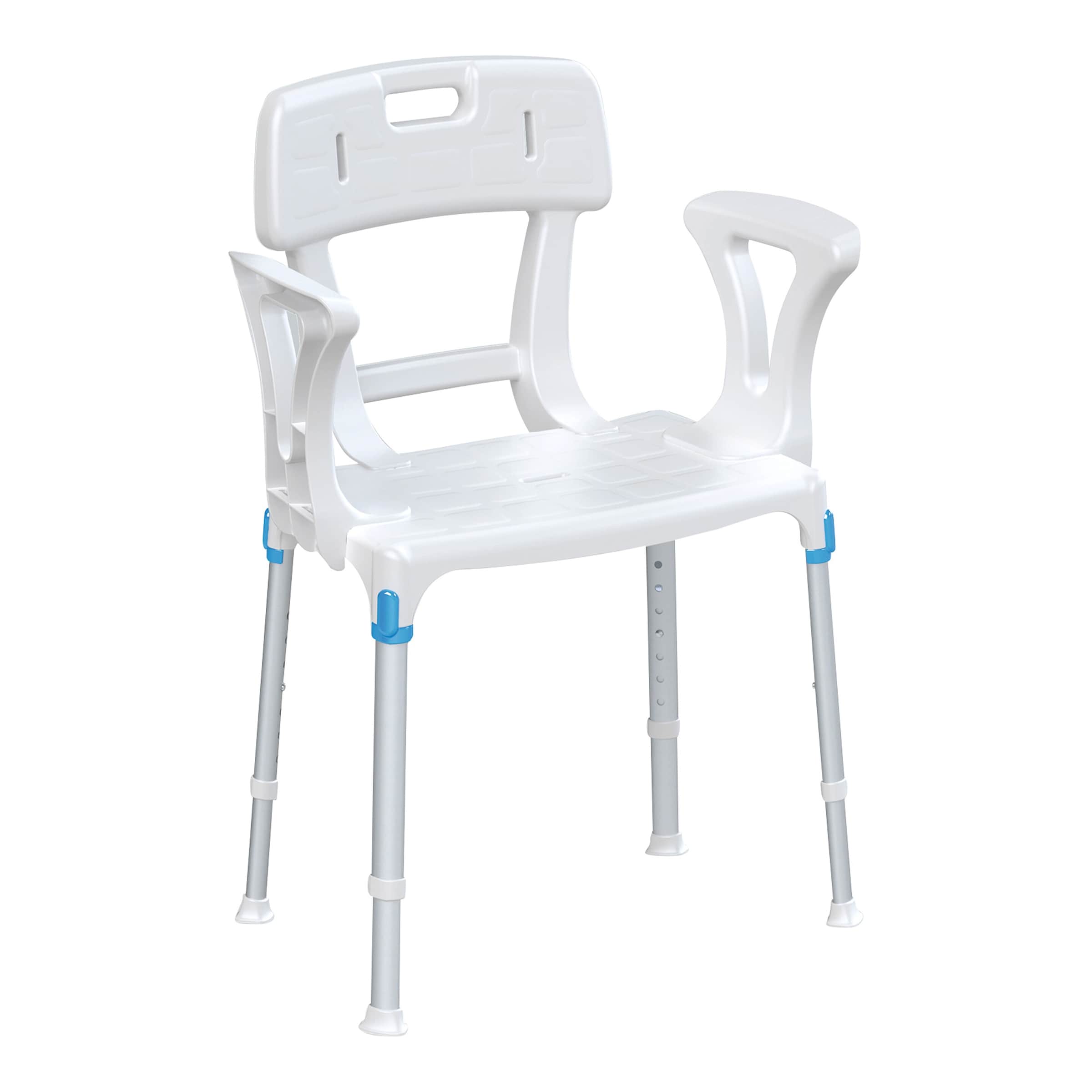 Duschhocker "laguna" mit Hygieneausschnitt, Armlehne, Rückenlehne weiss