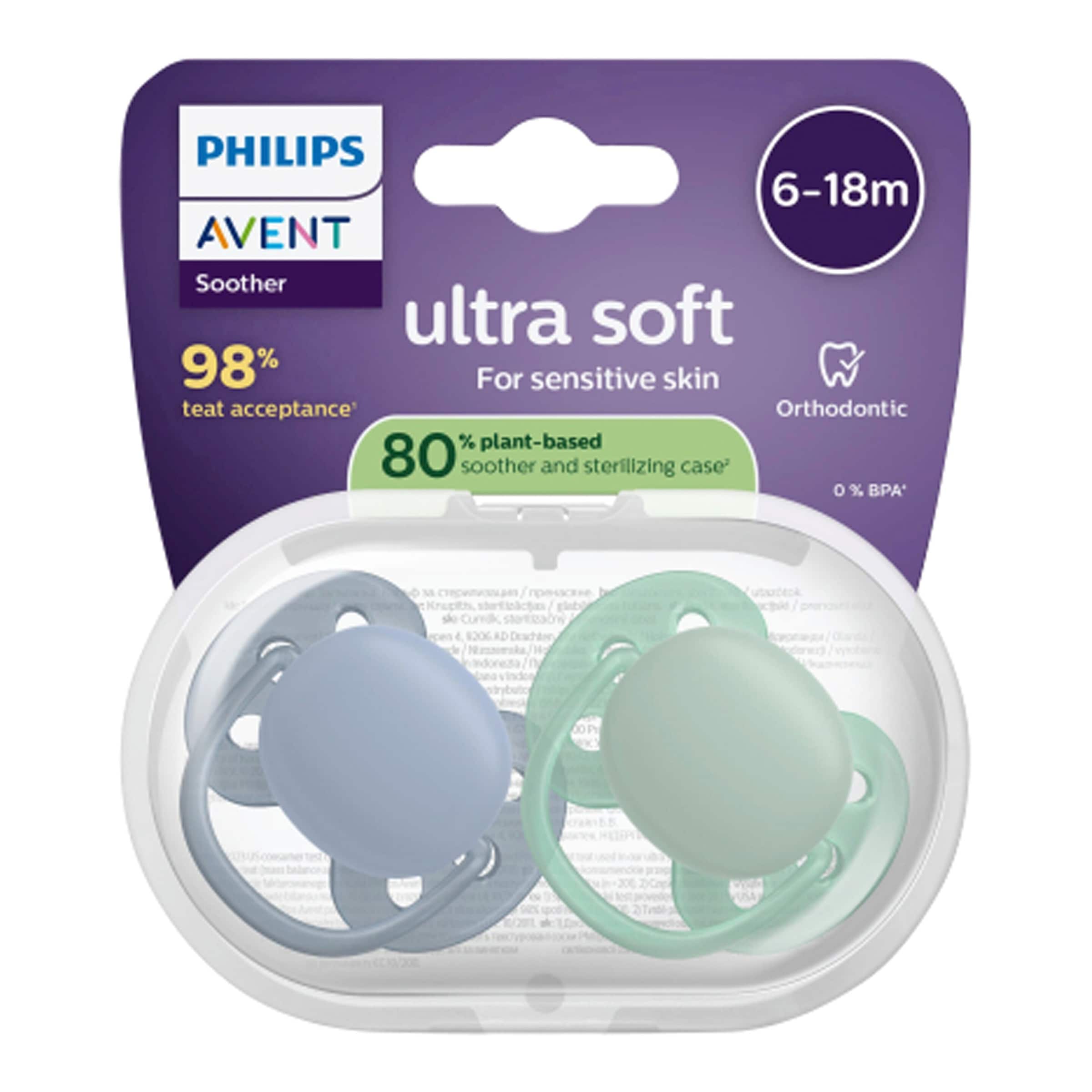 Philips Avent Sucette +6m Soft bleu/vert