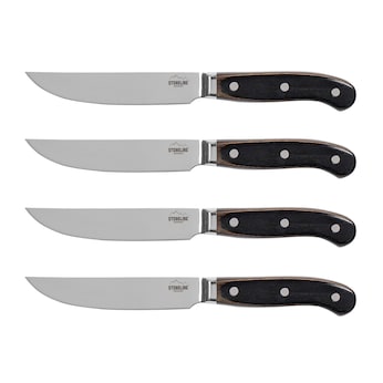 STONELINE Edelstahl Steakmesser Set 4-teilig | Holzgriff