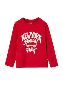 Langarmshirt mit Print Jungen, Baumwolle BASIC