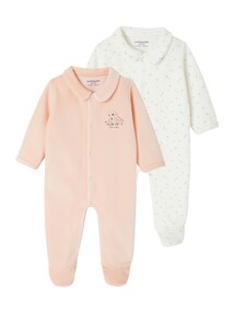 2er-Pack Baby Samt-Strampler mit Tier-Print 75% Bio-Baumwolle