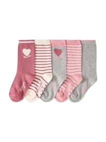 5er-Pack Mädchen Socken, Herzen