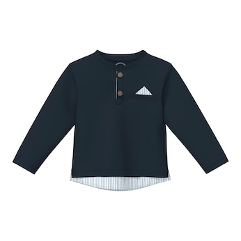 T-shirt Henley manches longues 2 en 1