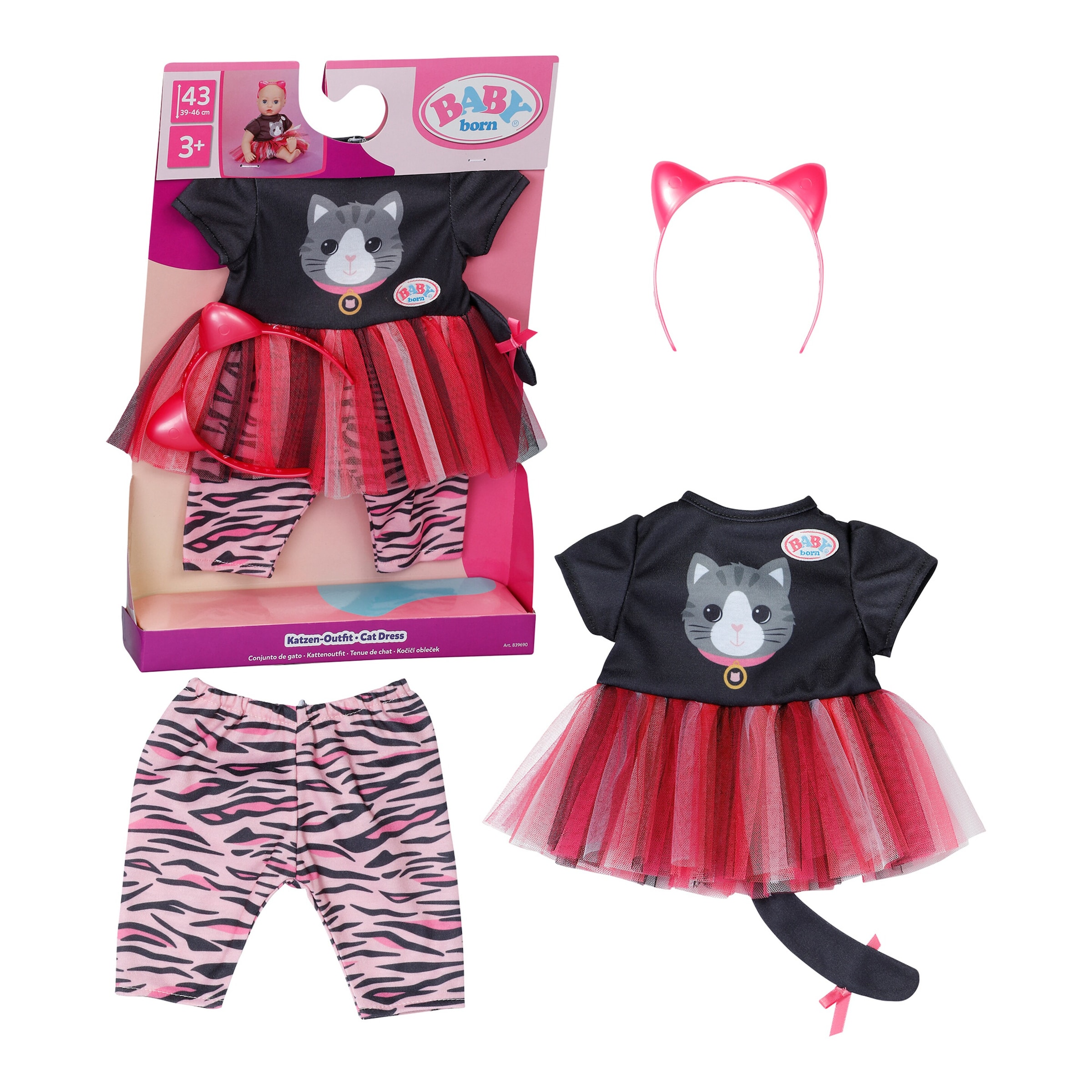 Zapf Creation Baby Born Puppen Outfit Katzen 43cm