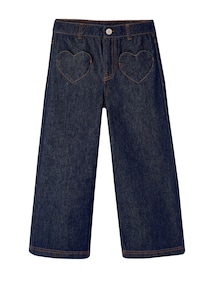 Weite Jeans Mädchen mit Herztaschen, Bundweite verstellbar