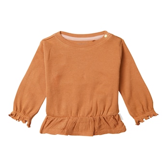 Shirt langarm Rippqualität Krepp-Volant