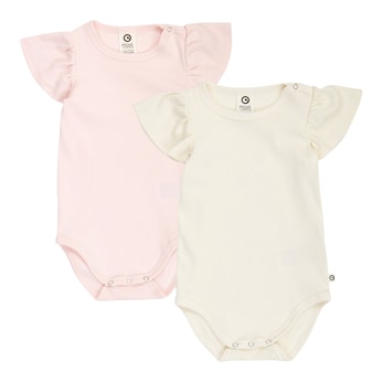 Lot de 2 bodys à manches à ailettes côtes