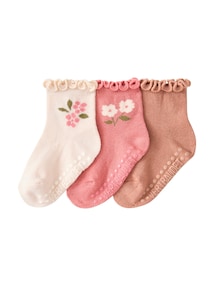 3er-Pack Baby Socken mit Rüschenkante, Mix mit Bio-Baumwolle