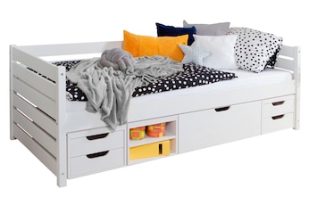 Sofabett Naomi inkl. Funktionsschubkästen, 100x200, Weiß