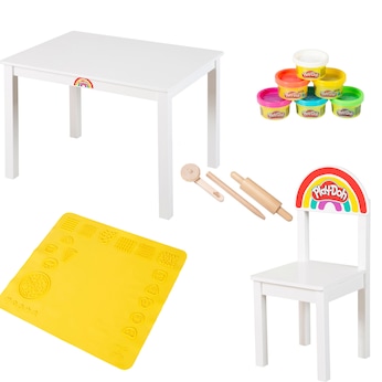 Ensemble table et chaise 12 pièces Play-Doh blanc