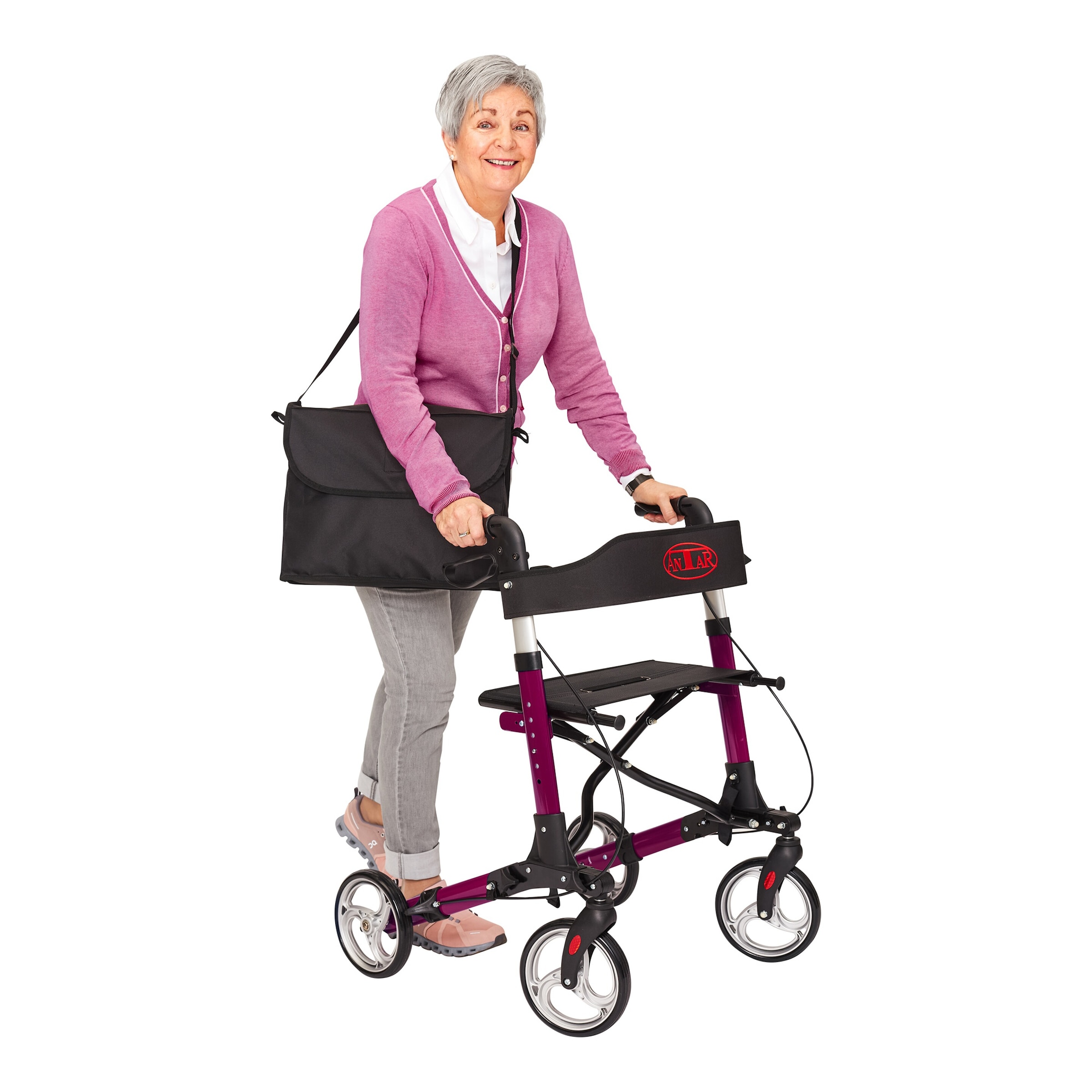 Leichtgewicht-Rollator Premium, Aluminium, mit Rückengurt und Tasche - AT51006