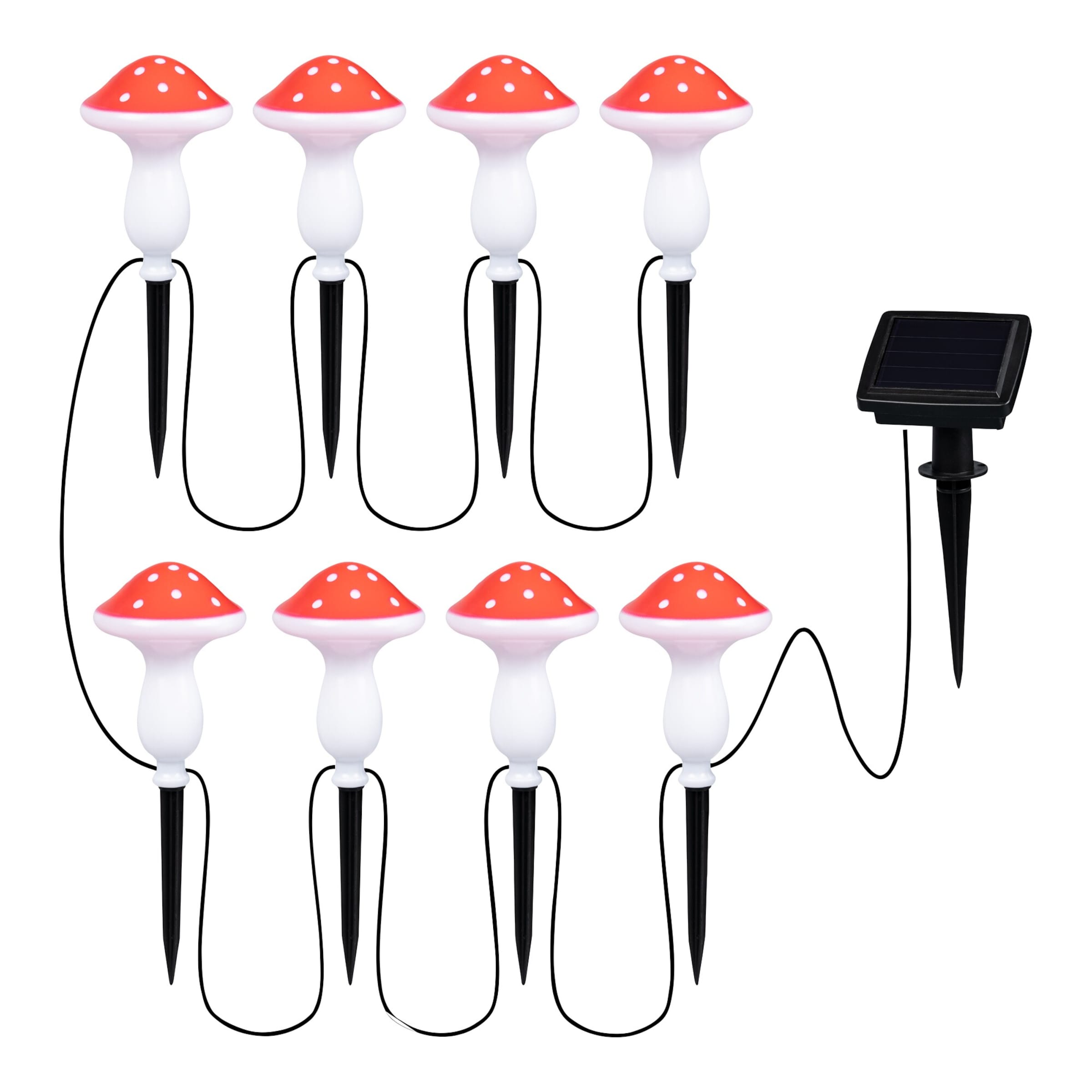 Solar-LED-Stecker „Fliegenpilz“, 8 Stück
