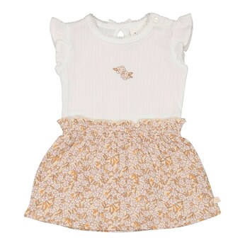 Krepp-Kleid Flügelarm Blumen Rippqualität