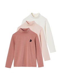 3er-Pack Mädchen Shirts mit Stehkragen BASIC