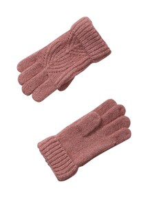 Mädchen Strick-Set: Mütze, Rundschal & Handschuhe, Zopfmuster