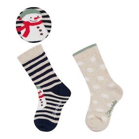 Lot de 2 paires de chaussettes bonhomme de neige flocons de neige