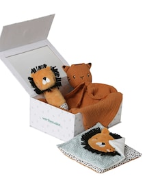 Baby Geschenk-Set: Schmusetuch, Rassel & Stofftuch